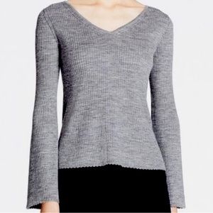 Uniqlo Gray Bell Sleeve V-neck Sweater